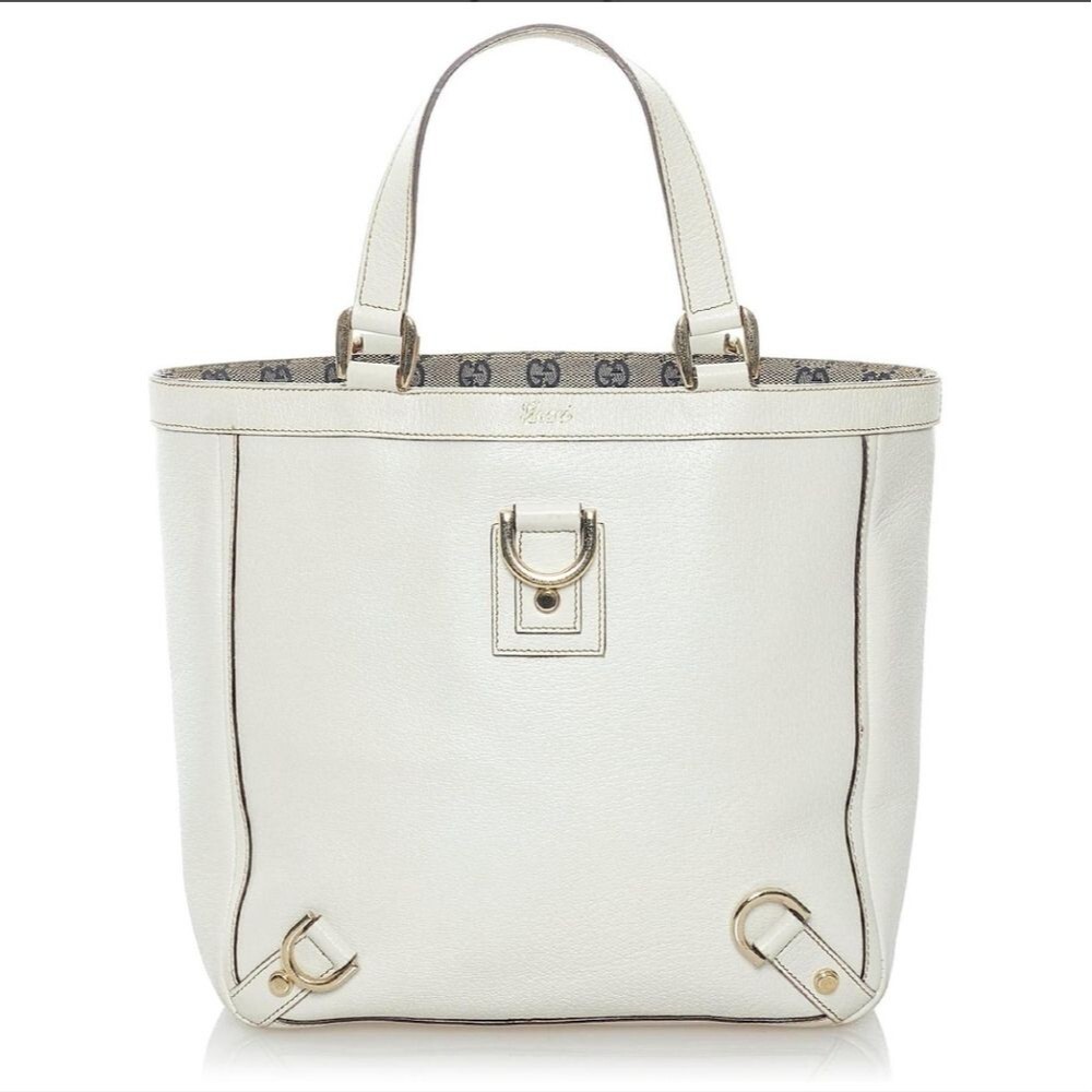 Gucci Abbey-D Ring Leather Tote White